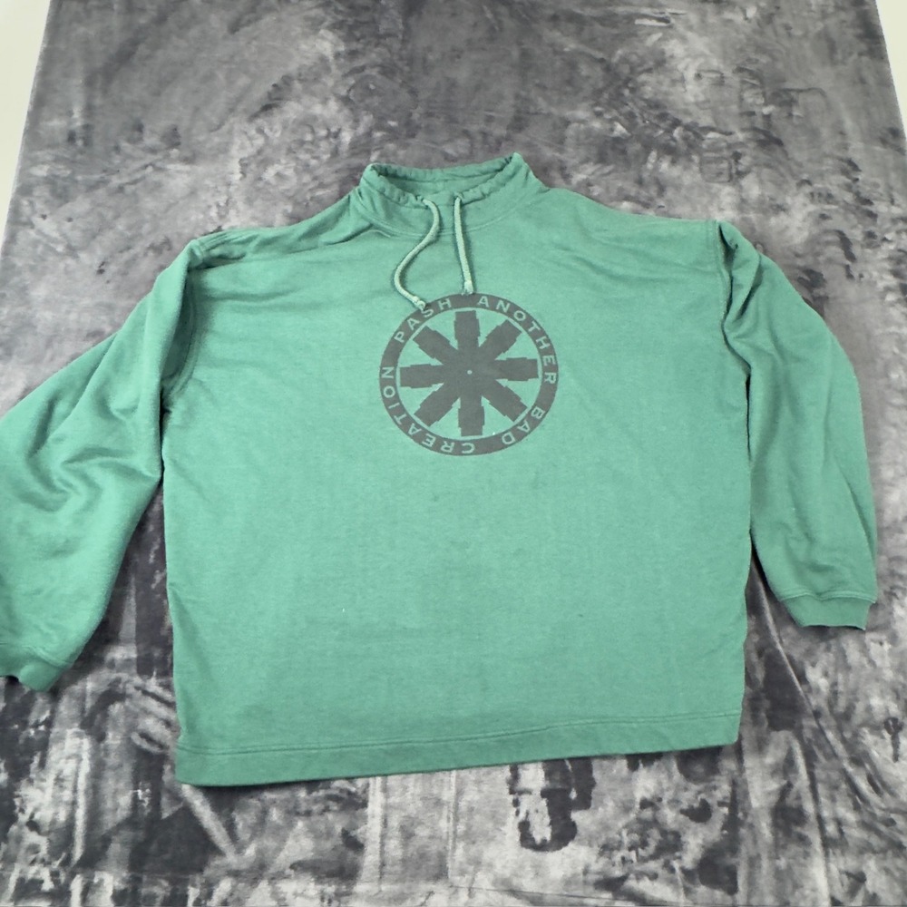 Pash Another Bad Creation Sweatshirt Mens XL Green Graphic Funnel Neck Pullover